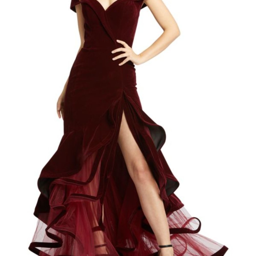 Mac Duggal Velvet Trumpet Dress